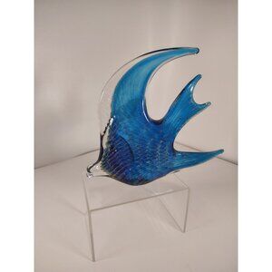 Angel Fish Paperweight Swedish Art Glass Handblown Josef Marcolin Signed Blue